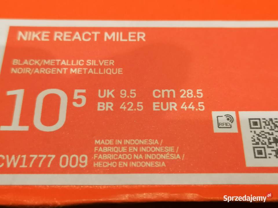 Buty sportowe Nike React Miler symb CW1777 28.5cm