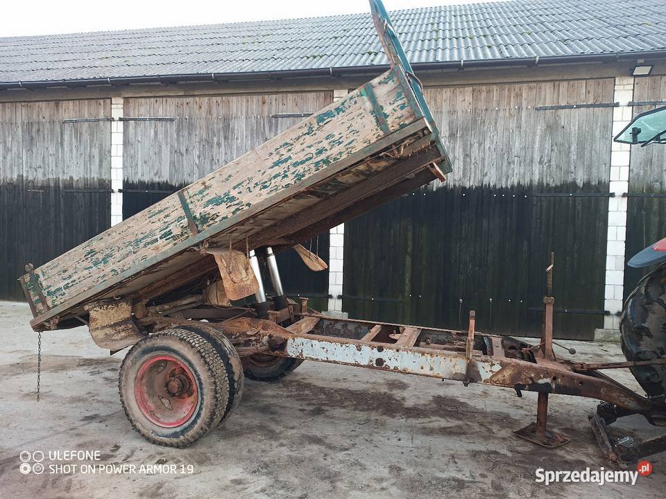 Przyczepa wywrotka 1 oś do tylu 2 tłoki własna Agromasz Przyczepy rolnicze Rostkowo