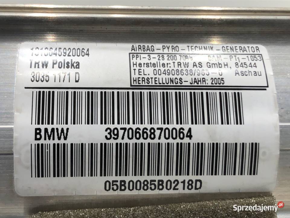PODUSZKA POWIETRZNA PASAŻERA BMW E87 0313 AIRBAG