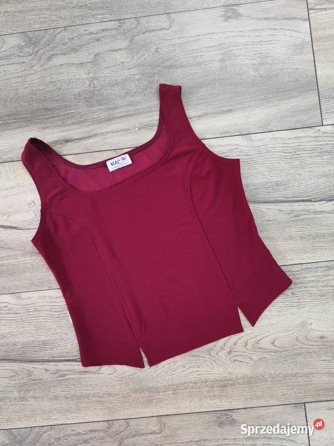 Bordowa Bluzka Koszulka Cropp Top Vintage 38 40