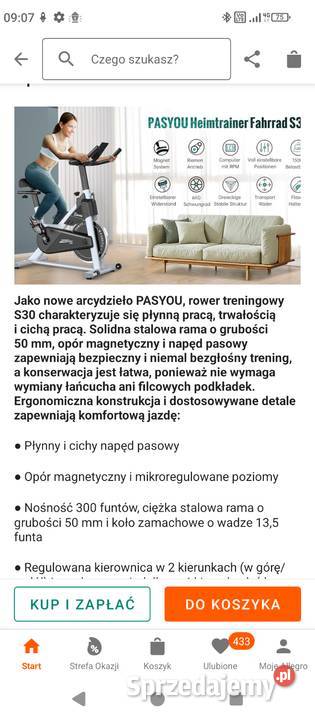 Rower treningowy magnetyczny PASYOU s30 Krze Duże sprzedam