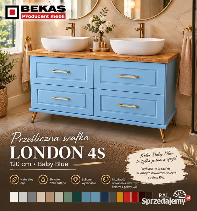 Szafka pod Umywalke Londyn 4s Baby Blue RAL5024 120cm Gdańsk