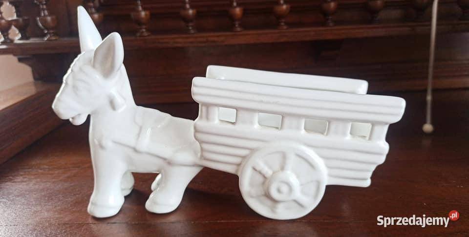 Figurka osiołka z wózkiem Pereiras Made in Porcelana i szkło