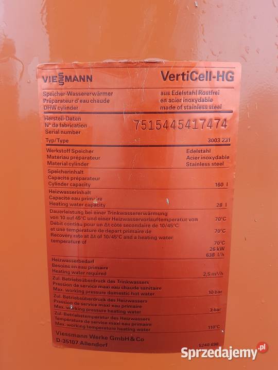 Bojler nierdzewny Viessmann 160l dwupłaszcz śląskie Zborowskie