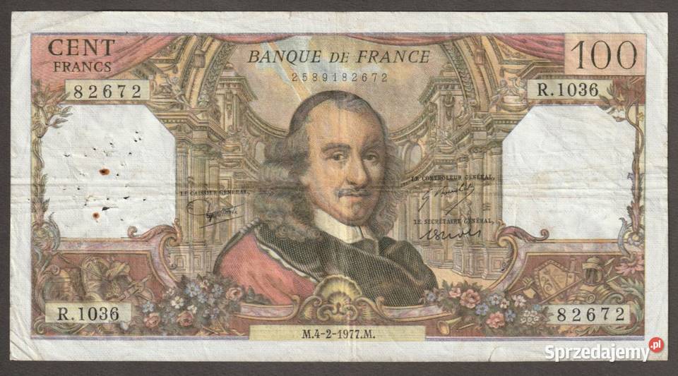 Francja 100 franków 1977 kardynał Villafleure Numizmatyka Łódź