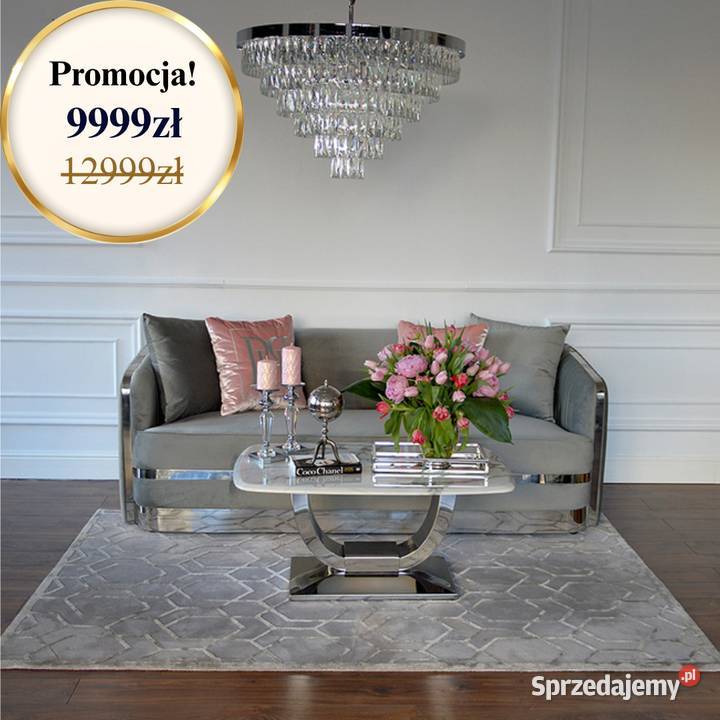 Sofa MADONNA 3 os Szara Welwet Nowoczesna Sofy i kanapy Warszawa