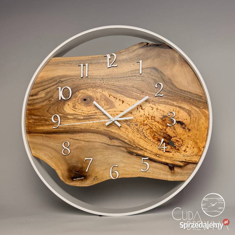 Nowoczesny zegar ścienny w obręczy z drewna Wrocław sprzedam
