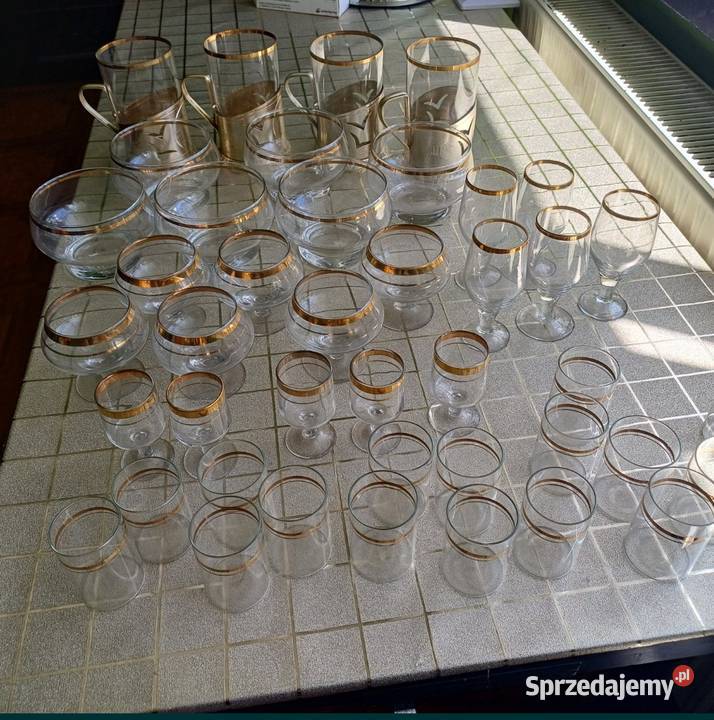 42 częściowy zestaw PRL vintage z złoceniem Kowary