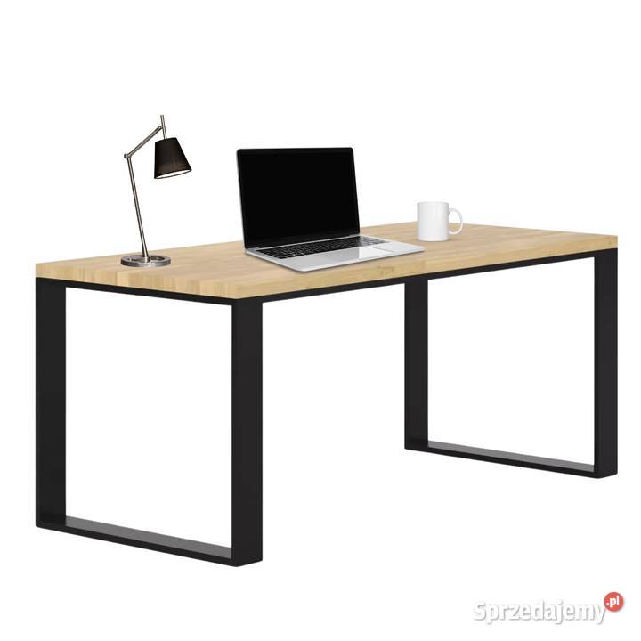 Biurko z Drewna Dębowego Stalowy Stelaż Gdów