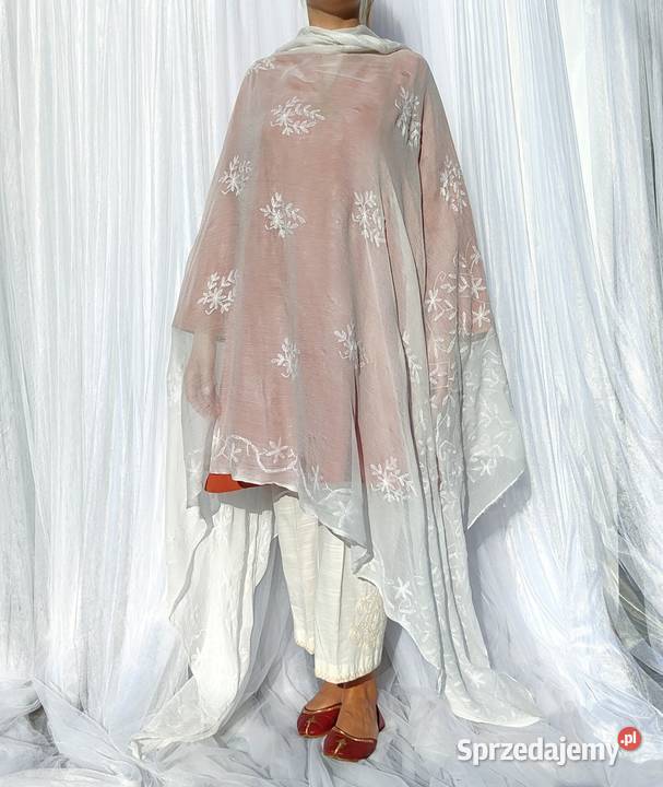 2 Duża chusta szal dupatta haftowana szyfon zachodniopomorskie Szczecin
