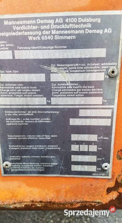 Kompresor śrubowy Mannesmann Demag AG 4100 3m3 Zbylitowska Góra
