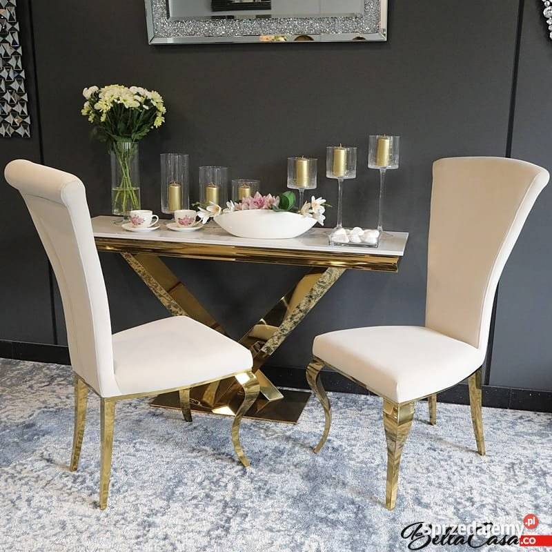 Krzesła glamour Ottavio Złote Gold Tapicerowane Warszawa