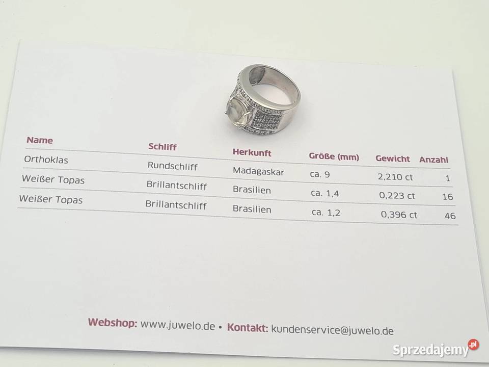 Szeroki pierścionek srebro 925 z ortoklazem i zachodniopomorskie Szczecin sprzedam