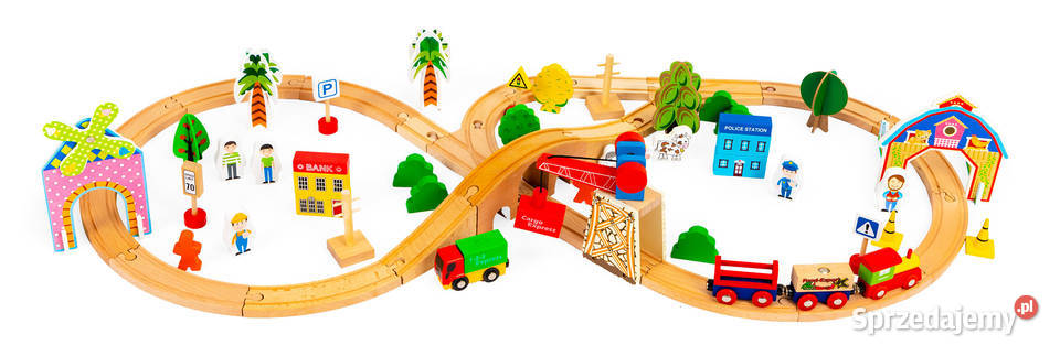 Drewniany pociąg kolejka 74 elementy ECOTOYS Smogorzów
