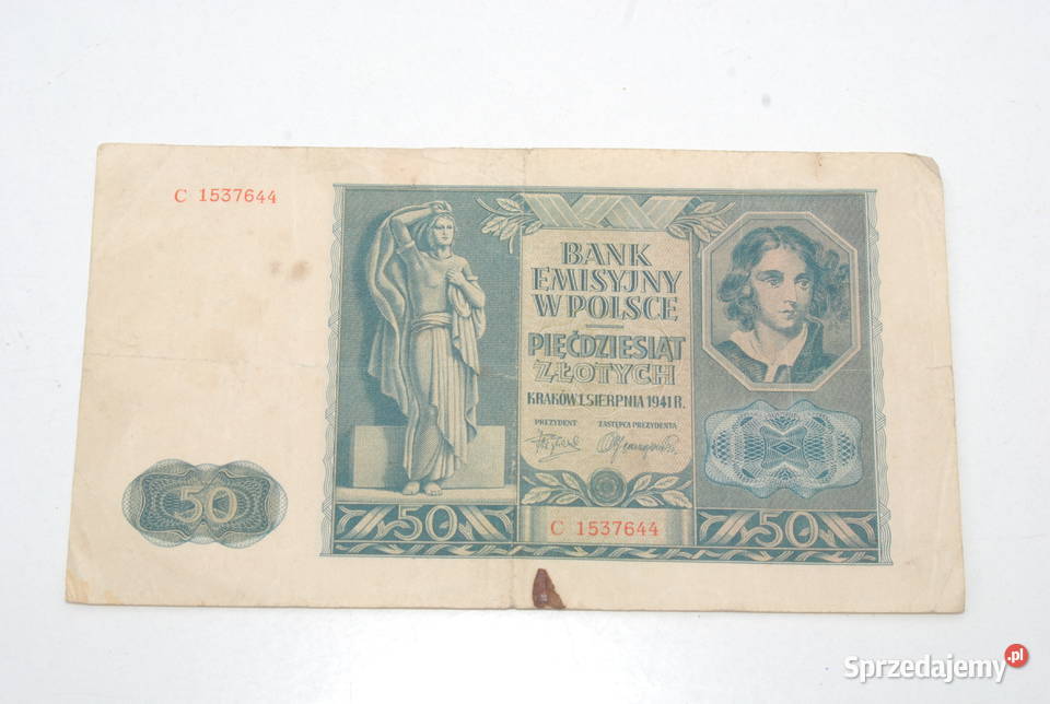 Stary banknot 50 złotych 1941 antyk unikat Cieszyn
