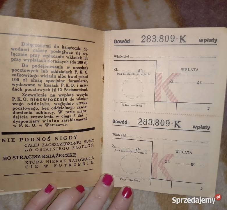 Sprzedam książeczkę oszczędnościową PKO z 1938