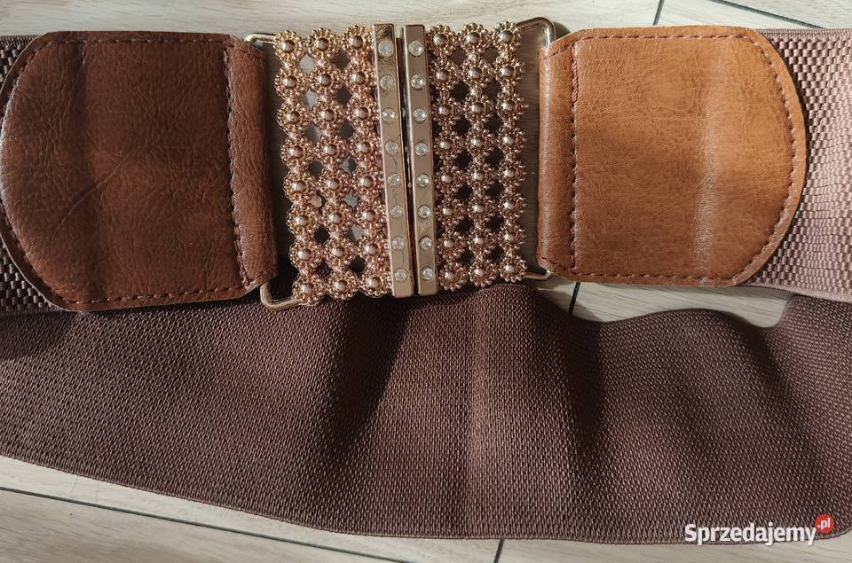 Pasek brązowy ze złotą klamerką Gdańsk