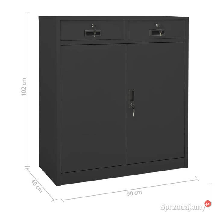 Szafka biurowa z doniczką antracytowa 90x40x125 mazowieckie Warszawa