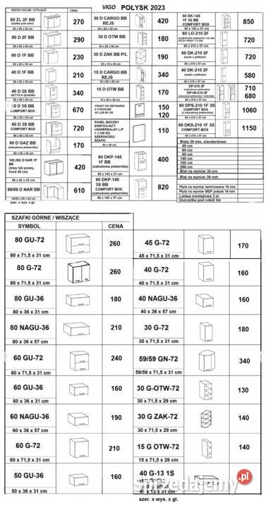Meble kuchenne szafki VIGO BIAŁY POŁYSK DĄB