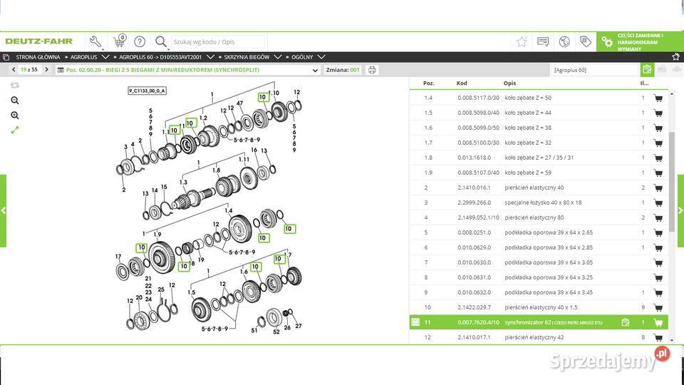 pierścień elastyczny skrzyni DeutzFahr Agrofarm Skrzynia biegów Koszanowo