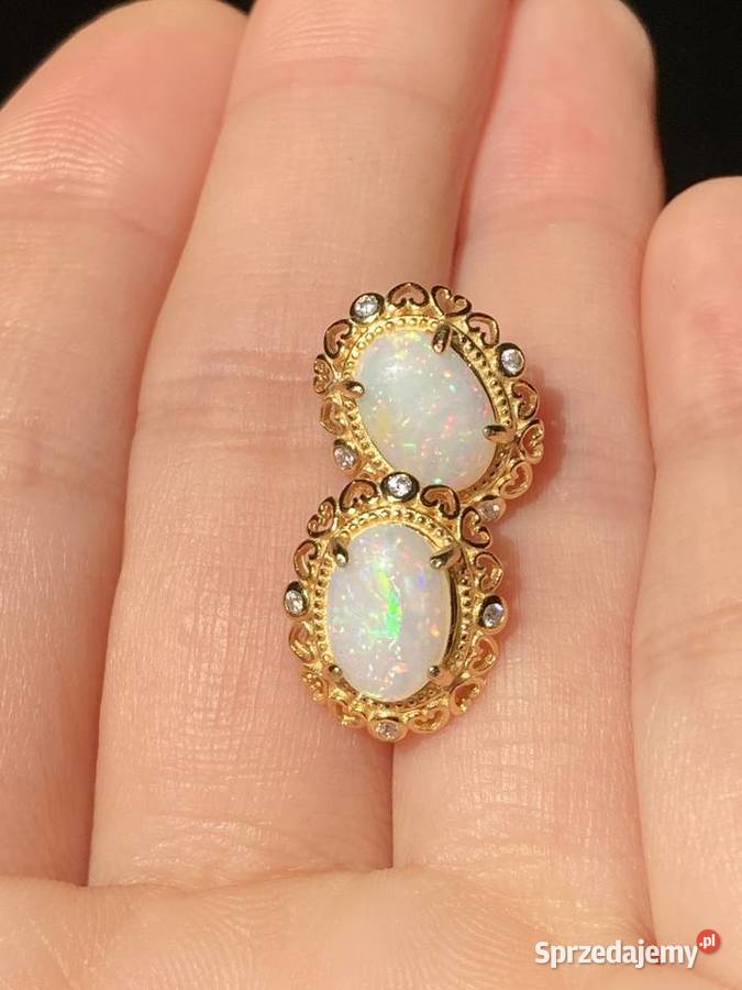 Kolczyki z naturalnymi opalami brazylijskimi sprzedam