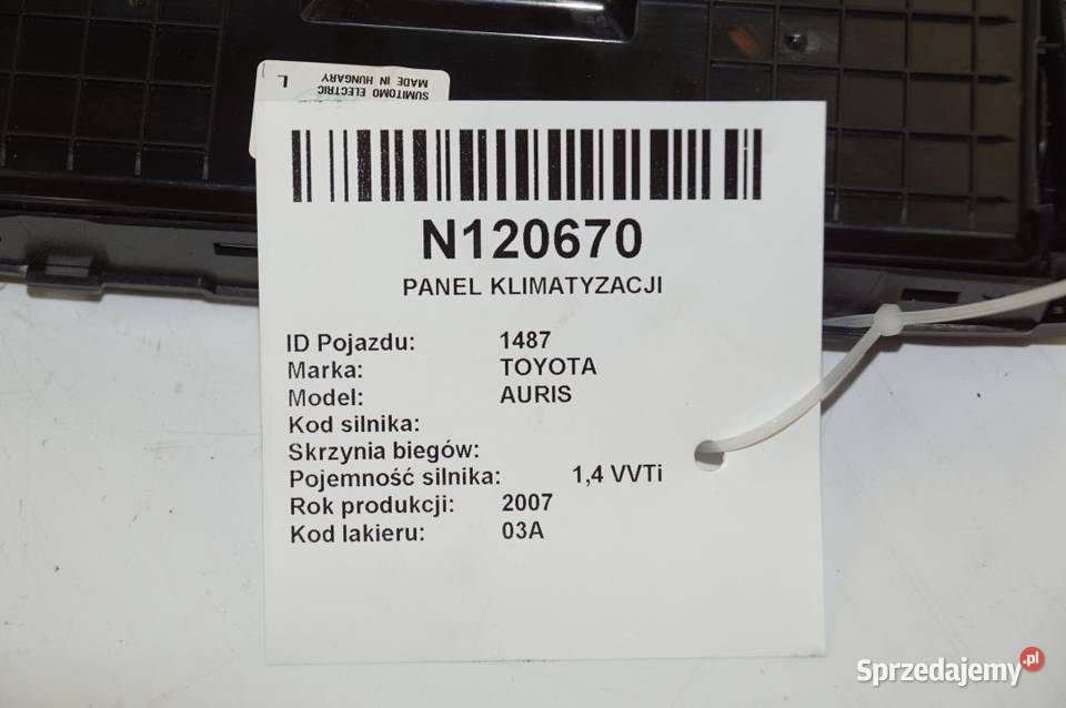 5590002220B AURIS I PANEL KLIMATYZACJI osobowe kujawsko-pomorskie Lipno