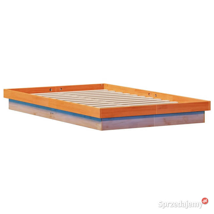 Rama łóżka z LED woskowy brąz lite drewno 143cm