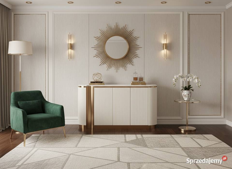 Ryflowana komoda biała złota Nutris Glamour sprzedam