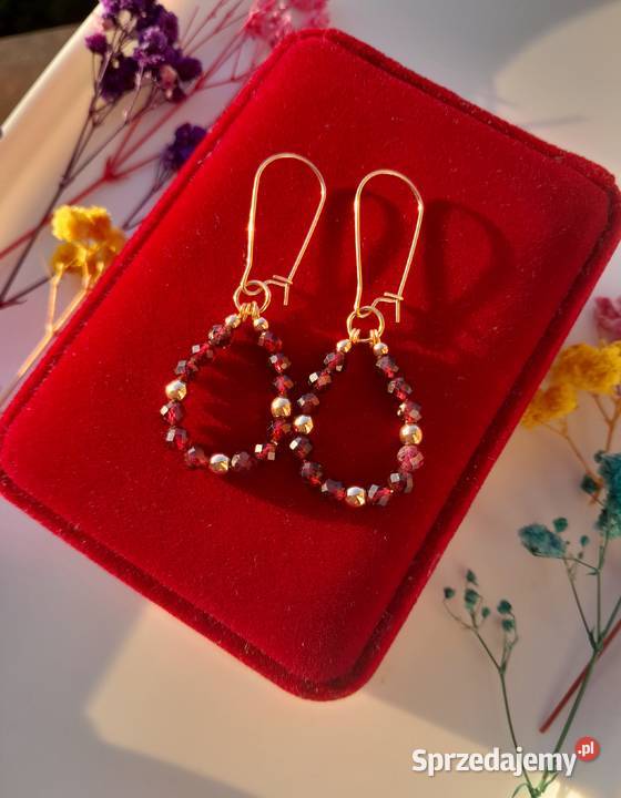 Kolczyki z naturalnym kamieniem granat Kozienice