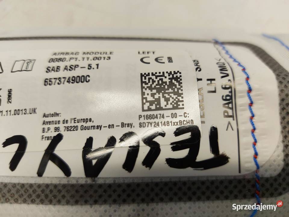 TESLA MODEL Y 2024r PODUSZKA FOTELA LEWA