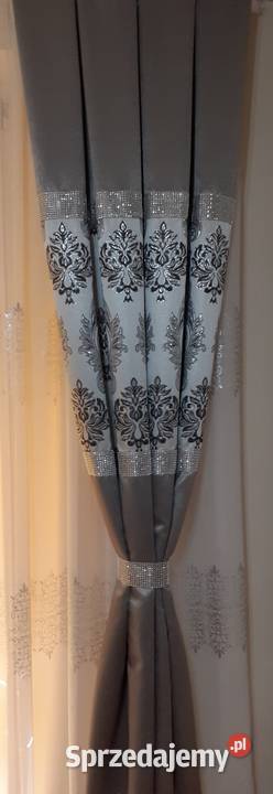 Zasłony blackout srebrny ornament Zasłony