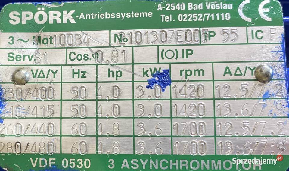 motoreduktor przekładnia 3kW 290obr kujawsko-pomorskie Pigża