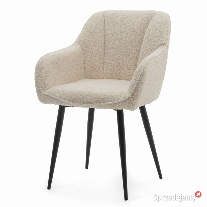 Krzesło Tapicerowane Lago Jasnobeżowe Boucle wielkopolskie Tarchały Małe