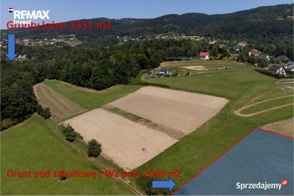 Grunty 5 400 m widok las i działka z WZ