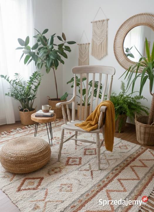 Fotel patyczk Boho bielony Okazja Lusówko