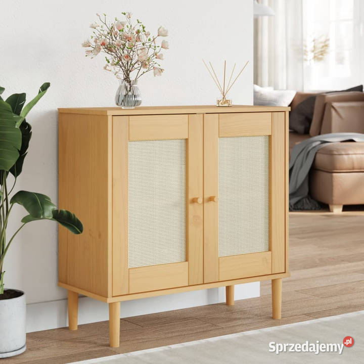 Szafka SENJA imitacja rattanu brązowa 80x35x80