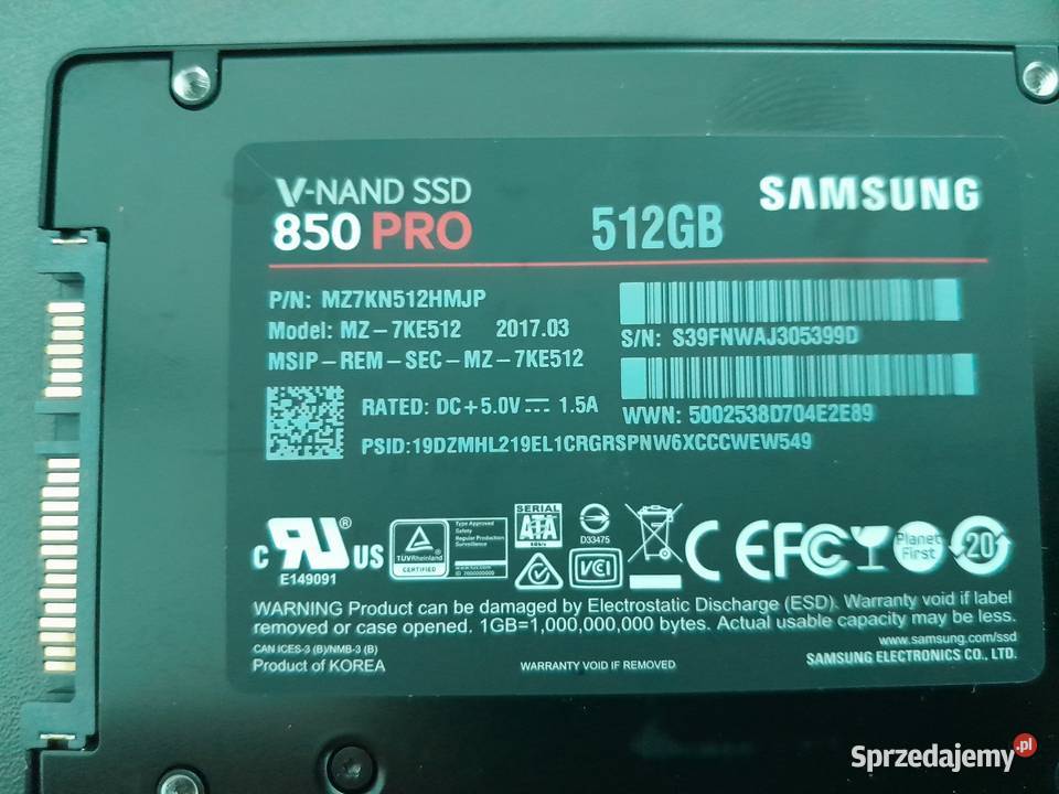 Dysk twardy Samsung 850 PRO 512GB SATA 25 SSD Dyski Wieliczka