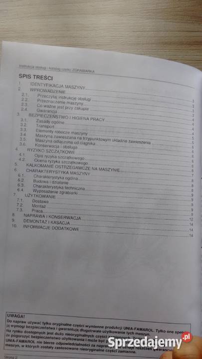 Zgrabiarka z2824 instrukcja i katalog Stalowa Wola