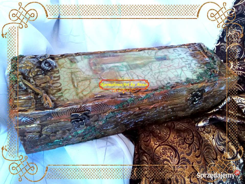 Pudełko na wino decoupage rękodzieło prezent Warszawa