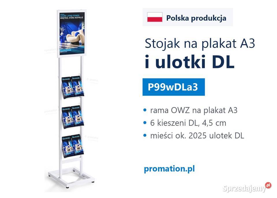 Biały stojak wolnostojący na broszurki i ulotki