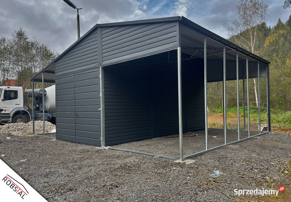 Garaż Blaszany Wiata 8x7 ciemny grafit MAT