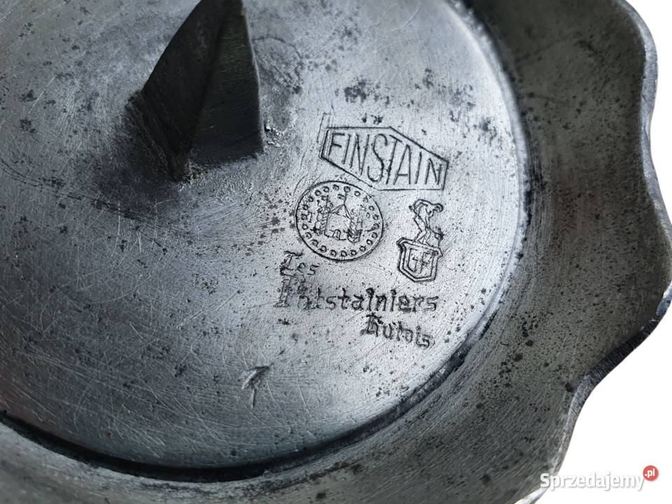 Stary Belgijski świecznik z cyny sygnowany Cieszyn