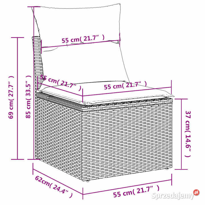 4cz sofa ogrodowa z poduszkami szary rattan PE i mazowieckie Warszawa