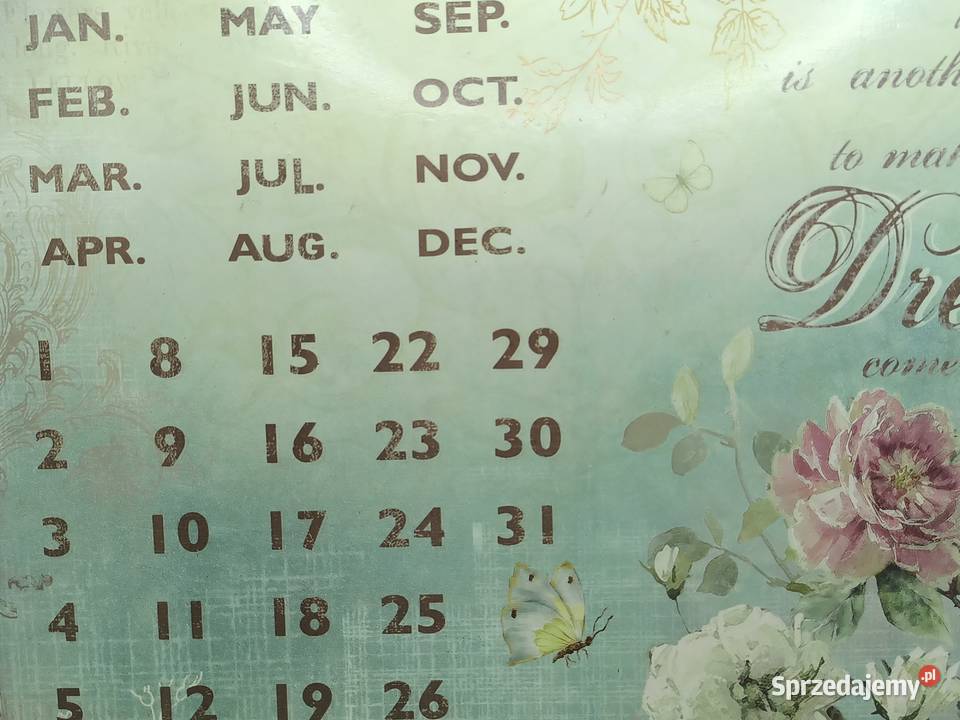 Szyld metalowy kalendarz vintage Blacha znak wielokolorowy Zamość