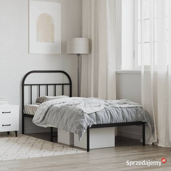 vidaXL Metalowa rama łóżka z wezgłowiem czarna mazowieckie