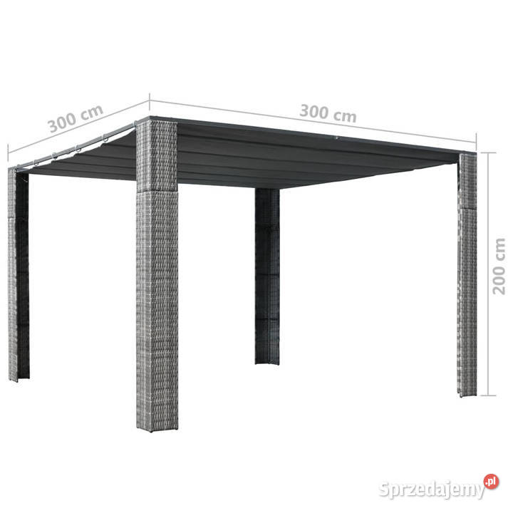 Altana z dachem polirattan 300x300x200 szary i Warszawa