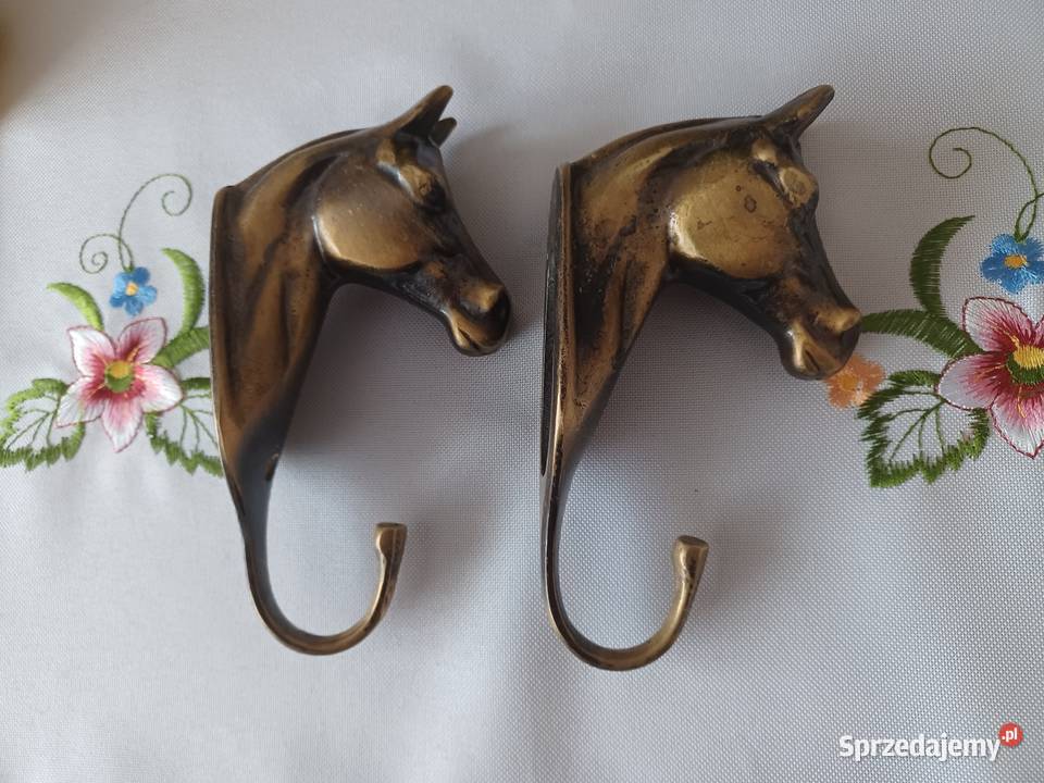 Głowa konia Mosiężny masywny wieszak Kolekcja wielkopolskie Poznań