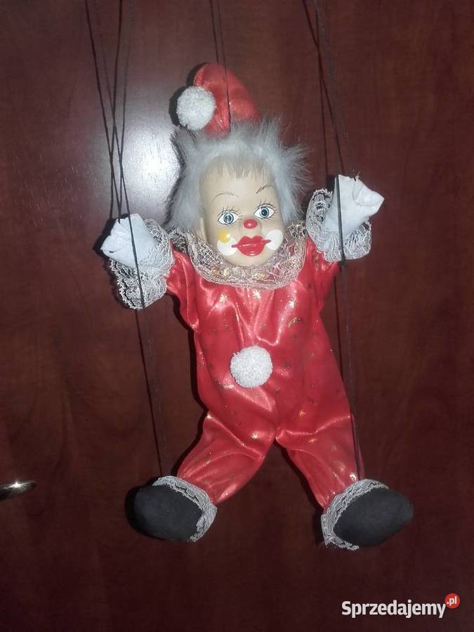 Pajacyk kukiełka na sznurkach z porcelanową Będzin