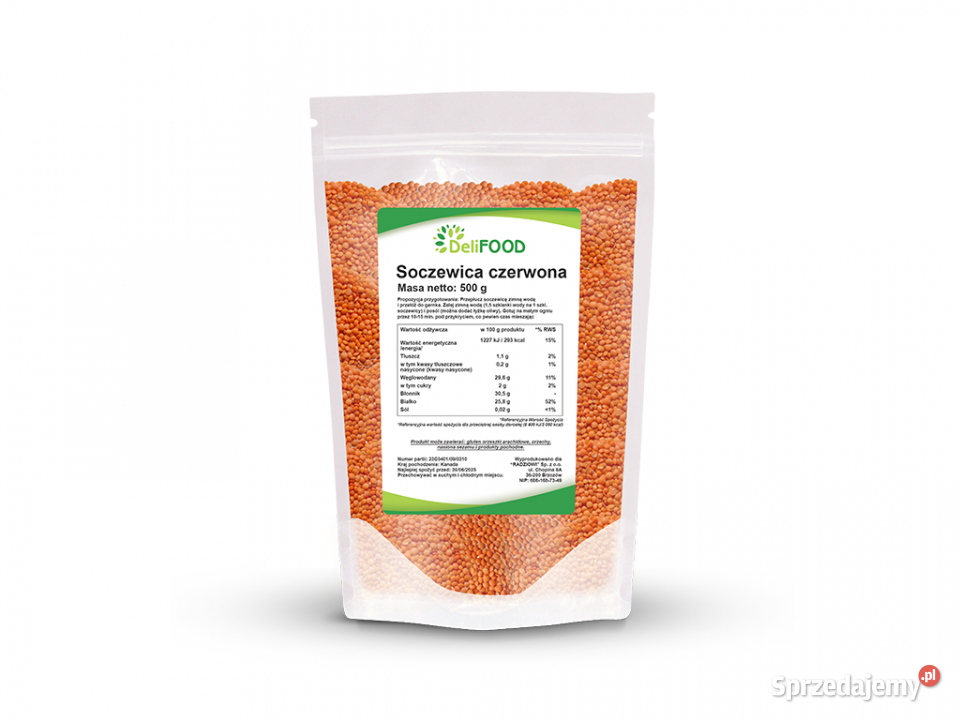 Soczewica czerwona 1000g Brzozów