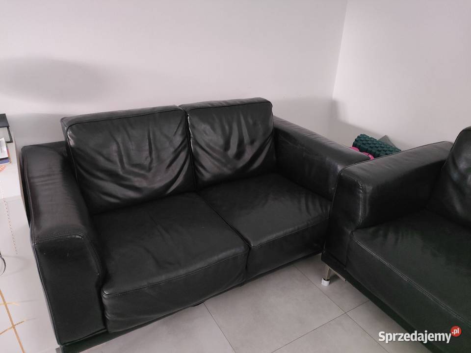 Kanapa sofa 2 sztuki skóra czarna sprzedam